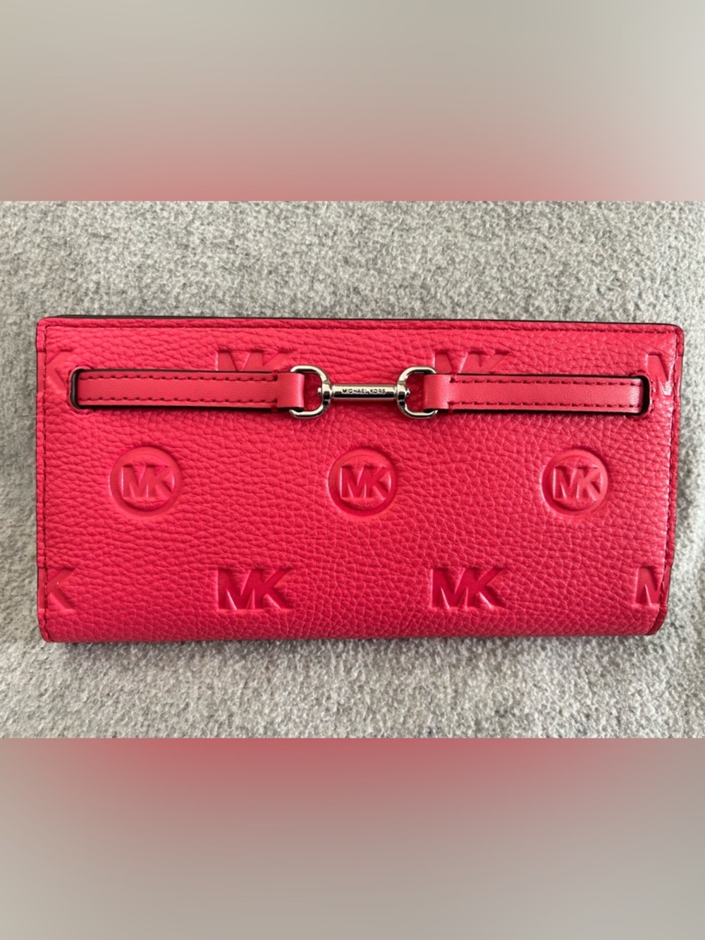 NWT Michael Kors Pink Saffiano Wallet Silver Hardware MSRP $258